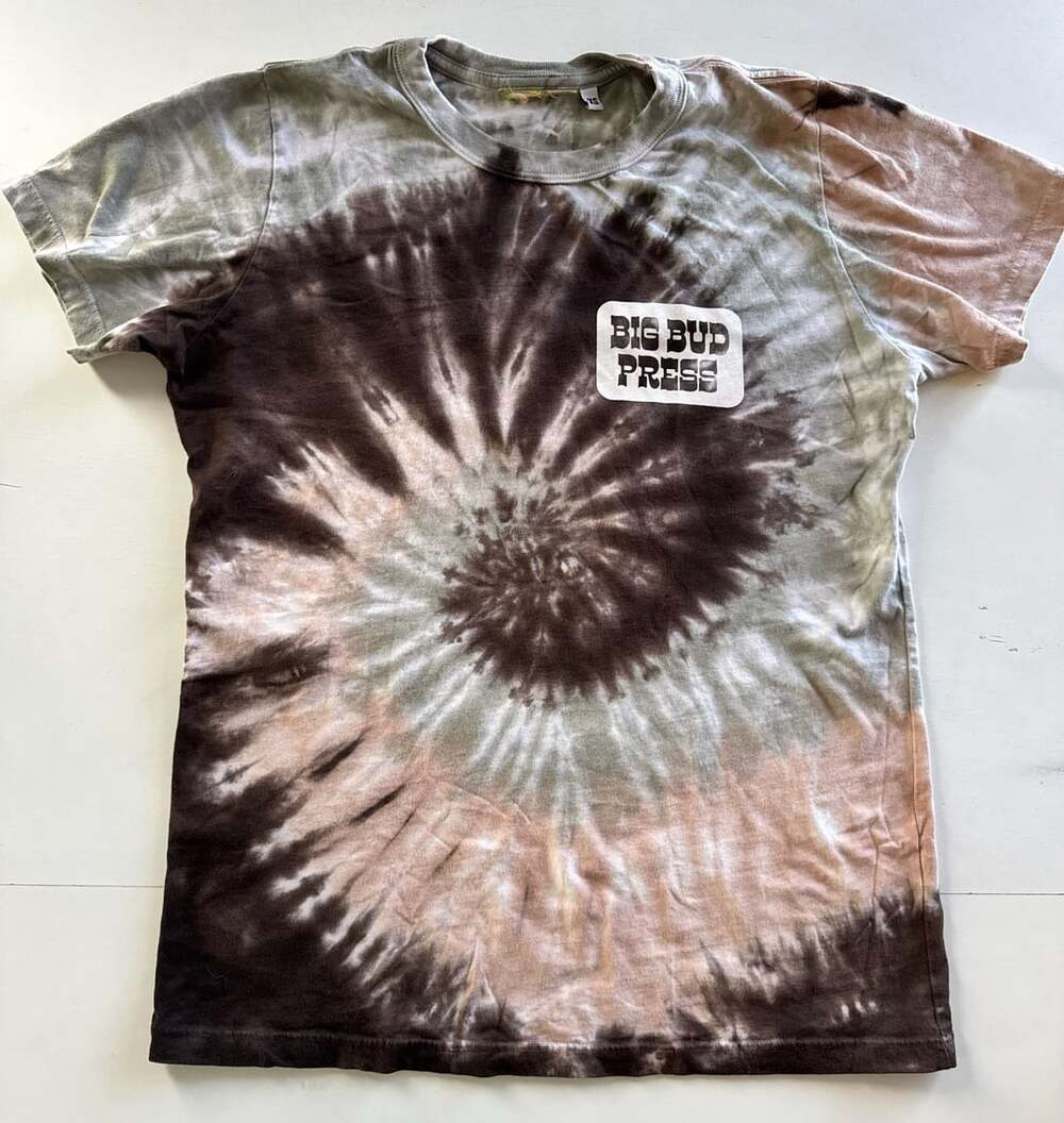 Big Bud Press Tie-Dye Spiral Logo Cotton T-Shirt unisex XS